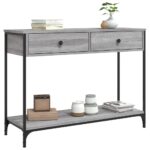 vidaXL Konzolový stolík sivý sonoma 100x34,5x75 cm kompozitné drevo – Obrázok 3