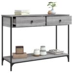 vidaXL Konzolový stolík sivý sonoma 100x34,5x75 cm kompozitné drevo – Obrázok 4