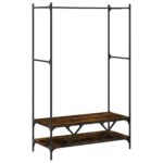 vidaXL Vešiak na šaty s policami dymový dub kompozitné drevo – Obrázok 6