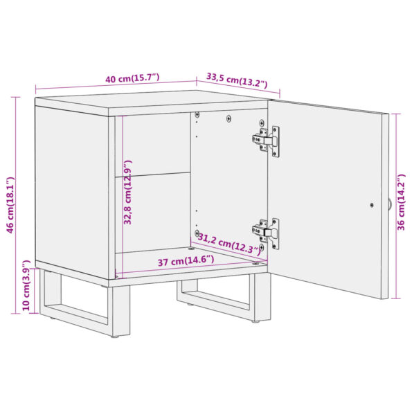 vidaXL Nočný stolík hnedo-čierny masívne mango – Obrázok 12