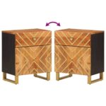 vidaXL Nočný stolík hnedo-čierny 50x33x60 cm masívne mango – Obrázok 7