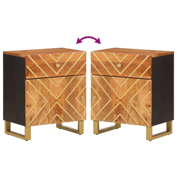 vidaXL Nočný stolík hnedo-čierny 50x33x60 cm masívne mango – Obrázok 7