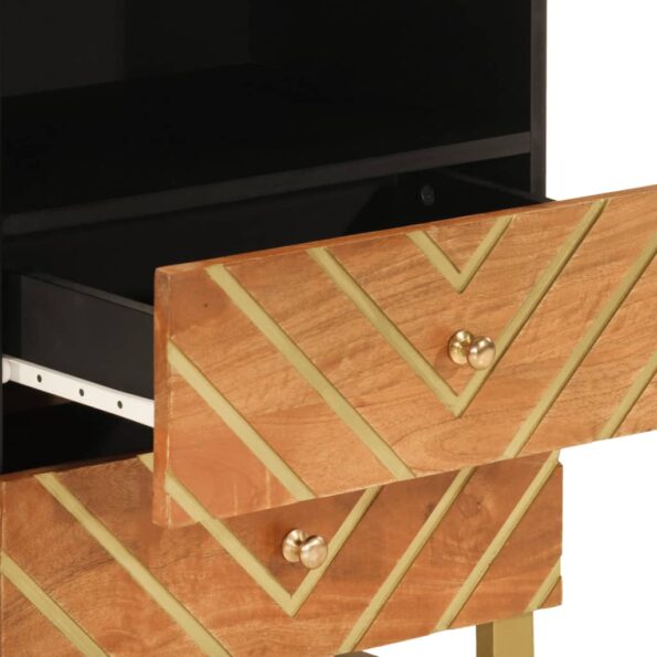 vidaXL Nočný stolík hnedo-čierny 50x33x60 cm masívne mango – Obrázok 7