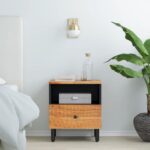 vidaXL Nočný stolík 40x33x46 cm akáciový masív – Obrázok 3