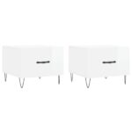 vidaXL Konferenčné stolíky 2 ks lesklé biele 50x50x40 cm kompoz. drevo – Obrázok 2