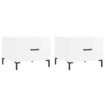 vidaXL Konferenčné stolíky 2 ks lesklé biele 50x50x40 cm kompoz. drevo – Obrázok 2