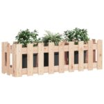 vidaXL Záhradný vyvýšený záhon s dizajnom plotu 100x30x30 cm borovica – Obrázok 3