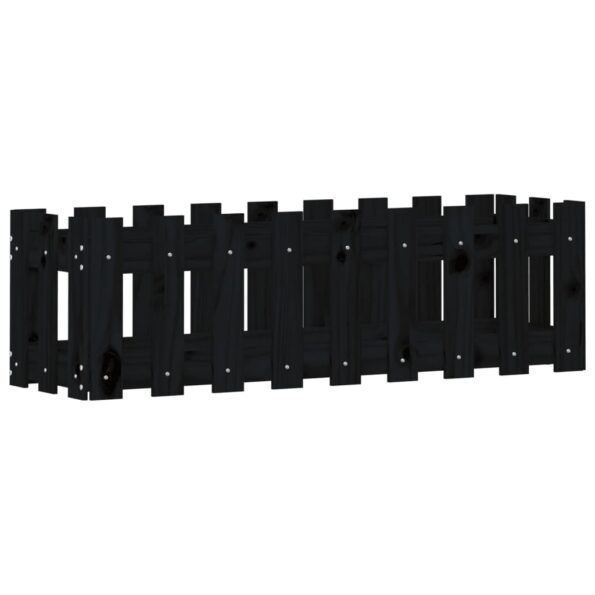 vidaXL Vyvýšený záhon s dizajnom plotu čierny 100x30x30 cm borovica – Obrázok 2