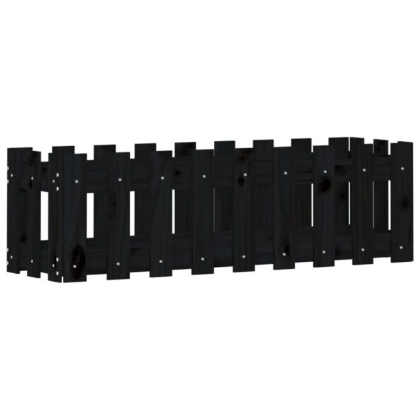 vidaXL Vyvýšený záhon s dizajnom plotu čierny 100x30x30 cm borovica – Obrázok 4