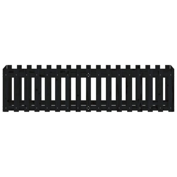 vidaXL Vyvýšený záhon s dizajnom plotu čierny 200x50x50 cm borovica – Obrázok 5