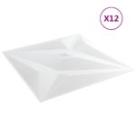 vidaXL Nástenné panely 12 ks biele 50x50 cm EPS 3 m² hviezda – Obrázok 2