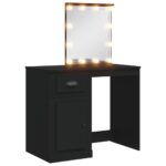 vidaXL Toaletný stolík s LED svetlami čierny 90x42x132,5 cm – Obrázok 2