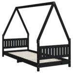 vidaXL Rám detskej postele čierny 80x200 cm masívna borovica – Obrázok 3