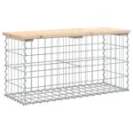 vidaXL Záhradná lavička gabiónový dizajn 83x31,5x42cm masívna borovica – Obrázok 2