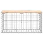 vidaXL Záhradná lavička gabiónový dizajn 83x31,5x42cm masívna borovica – Obrázok 3