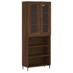 vidaXL Vysoká skrinka hnedý dub 69,5x34x180 cm spracované drevo – Obrázok 2