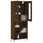 vidaXL Vysoká skrinka hnedý dub 69,5x34x180 cm spracované drevo – Obrázok 3