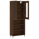 vidaXL Vysoká skrinka hnedý dub 69,5x34x180 cm spracované drevo – Obrázok 4