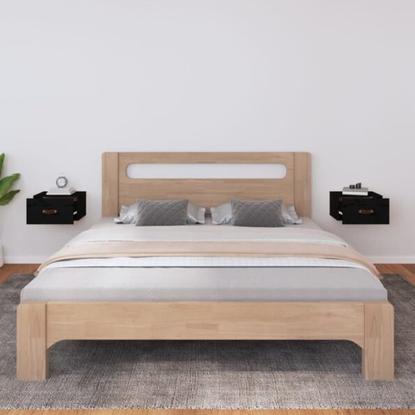 vidaXL Nástenné nočné stolíky 2 ks čierne 40x29,5x22 cm – Obrázok 3