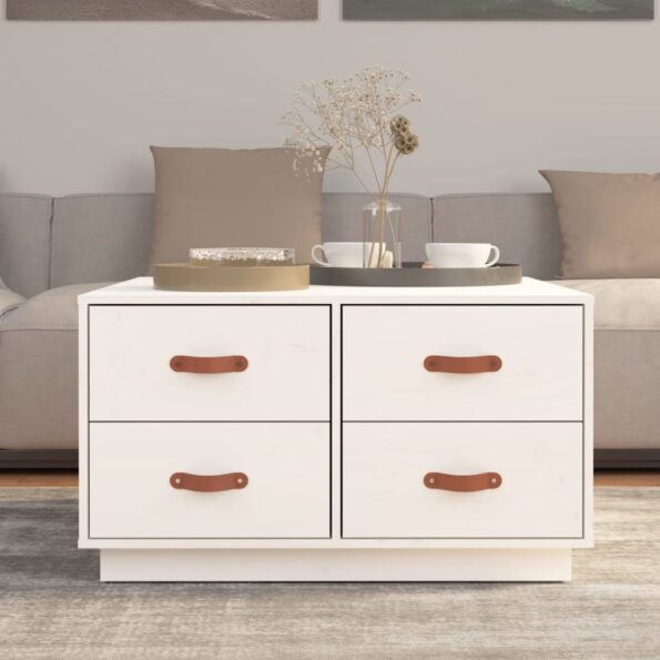 vidaXL Konferenčný stolík biely 80x80x45 cm borovicový masív – Obrázok 3