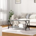 vidaXL Konferenčný stolík Sivý sonoma 100x45x45 cm spr. drevo a železo – Obrázok 3