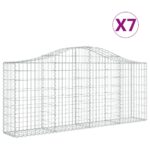 vidaXL Oblúkové gabionové koše 7 ks 200x30x80/100cm pozinkované železo – Obrázok 2