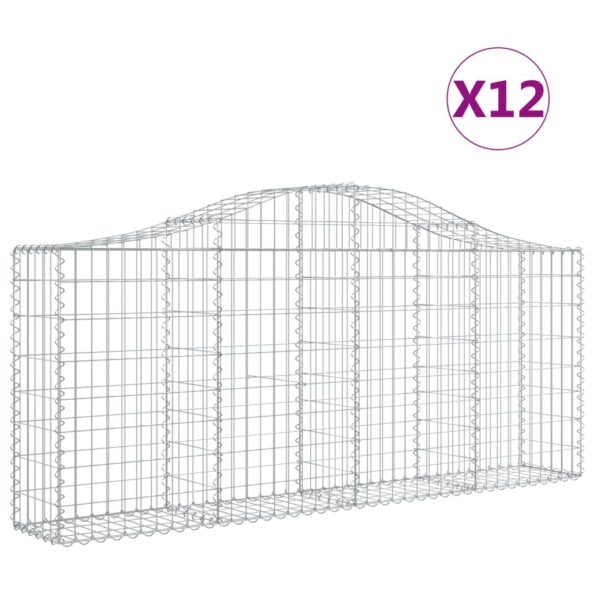 vidaXL Oblúkové gabionové koše 12ks 200x30x80/100cm pozinkované železo – Obrázok 2