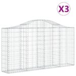 vidaXL Oblúkové gabiónové koše 3ks 200x30x100/120cm pozinkované železo – Obrázok 2