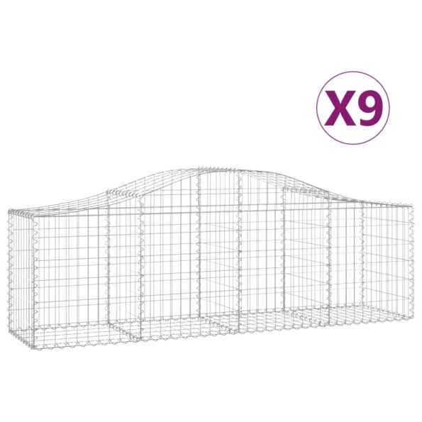 vidaXL Oblúkový gabionový kôš 9 ks 200x50x60/80 cm pozinkované železo – Obrázok 2