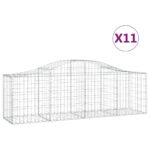 vidaXL Oblúkový gabionový kôš 11 ks 200x50x60/80 cm pozinkované železo – Obrázok 2