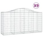 vidaXL Oblúkové gabiónové koše 9ks 200x50x100/120cm pozinkované železo – Obrázok 2
