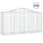 vidaXL Oblúkové gabiónové koše 30 ks 200x50x100/120cm pozinkov. železo – Obrázok 2