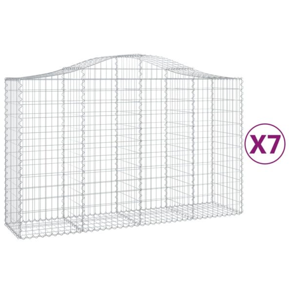 vidaXL Oblúkové gabionové koše 7 ks 200x50x120/140 cm pozink. železo – Obrázok 2
