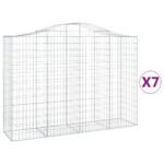 vidaXL Oblúkové gabionové koše 7 ks 200x50x140/160 cm pozink. železo – Obrázok 2