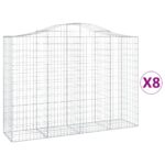 vidaXL Oblúkové gabionové koše 8 ks 200x50x140/160 cm pozink. železo – Obrázok 2
