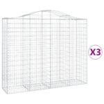vidaXL Oblúkové gabiónové koše 3ks 200x50x160/180cm pozinkované železo – Obrázok 2