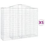 vidaXL Oblúkové gabiónové koše 5ks 200x50x160/180cm pozinkované železo – Obrázok 2