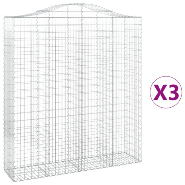 vidaXL Oblúkový gabionový kôš 3 ks 200x50x220/240cm pozinkované železo – Obrázok 2
