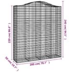 vidaXL Oblúkový gabionový kôš 3 ks 200x50x220/240cm pozinkované železo – Obrázok 6