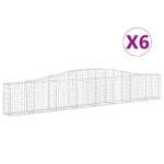 vidaXL Oblúkový gabionový kôš 6 ks 400x30x60/80 cm pozinkované železo – Obrázok 2