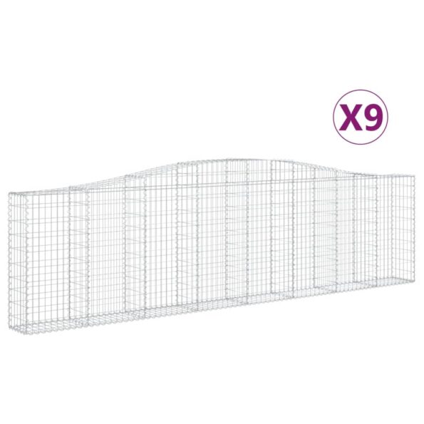vidaXL Oblúkové gabiónové koše 9ks 400x30x100/120cm pozinkované železo – Obrázok 2