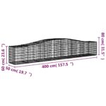 vidaXL Oblúkový gabionový kôš 15 ks 400x50x60/80 cm pozinkované železo – Obrázok 6