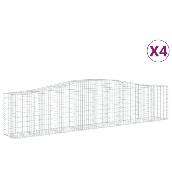 vidaXL Oblúkové gabionové koše 4 ks 400x50x80/100cm pozinkované železo – Obrázok 2