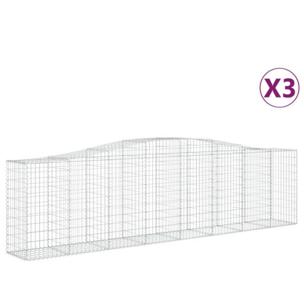 vidaXL Oblúkové gabiónové koše 3ks 400x50x100/120cm pozinkované železo – Obrázok 2