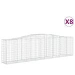 vidaXL Oblúkové gabiónové koše 8ks 400x50x100/120cm pozinkované železo – Obrázok 2