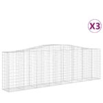 vidaXL Oblúkové gabionové koše 3 ks 400x50x120/140 cm pozink. železo – Obrázok 2