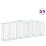 vidaXL Oblúkové gabionové koše 9 ks 400x50x120/140 cm pozink. železo – Obrázok 2