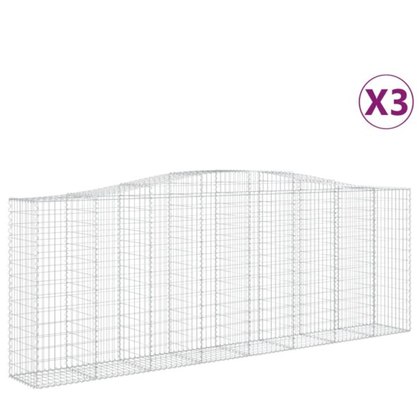 vidaXL Oblúkové gabionové koše 3 ks 400x50x140/160 cm pozink. železo – Obrázok 2