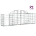 vidaXL Oblúkový gabionový kôš 3 ks 200x30x60/80 cm pozinkované železo – Obrázok 2