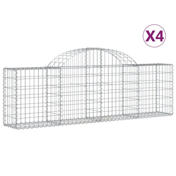 vidaXL Oblúkový gabionový kôš 4 ks 200x30x60/80 cm pozinkované železo – Obrázok 2